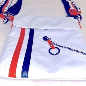 Guess Genuine leather white orange crossbody bag purse